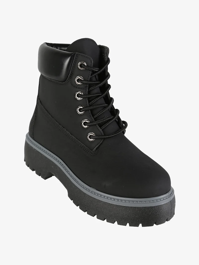 Scarponi donna stringati con platform - nero