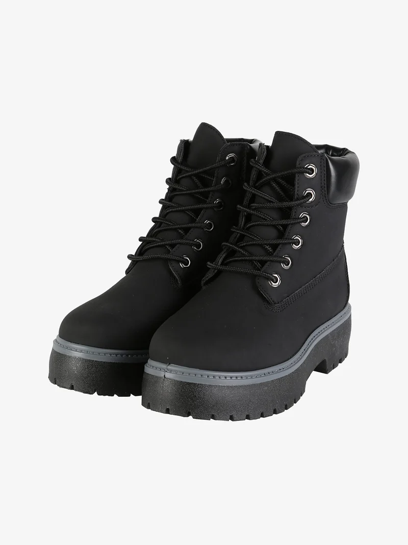 Scarponi donna stringati con platform - nero