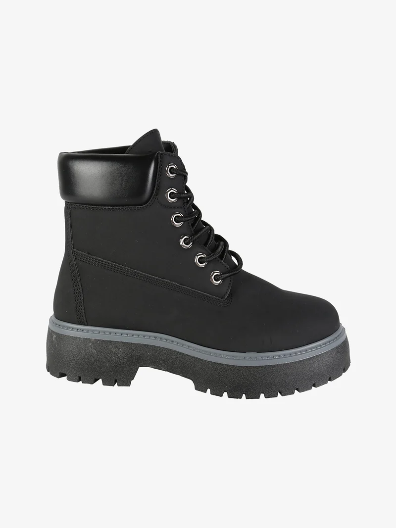 Scarponi donna stringati con platform - nero