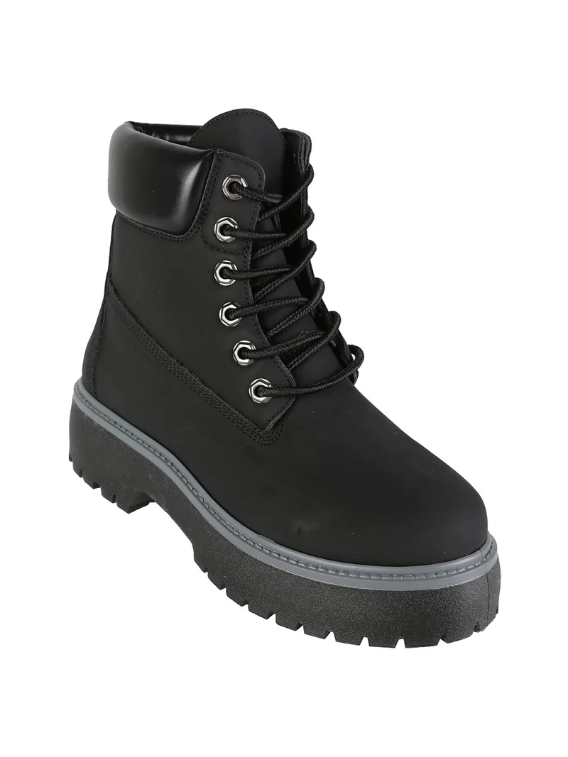 Scarponi donna stringati con platform - nero