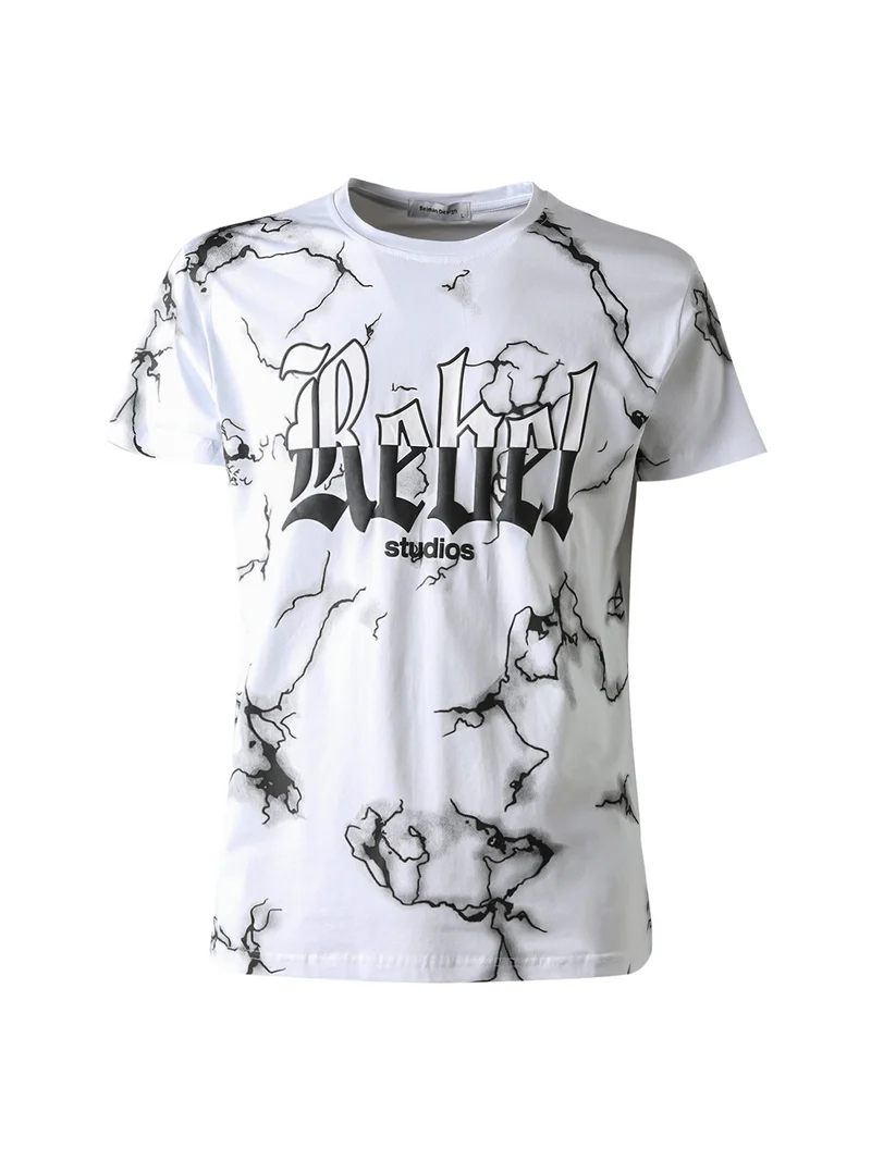 T-shirt da uomo in cotone con stampe - bianco