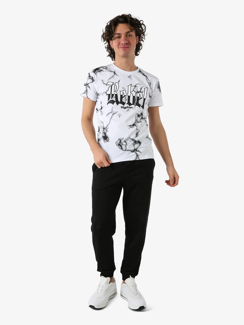 T-shirt da uomo in cotone con stampe - bianco
