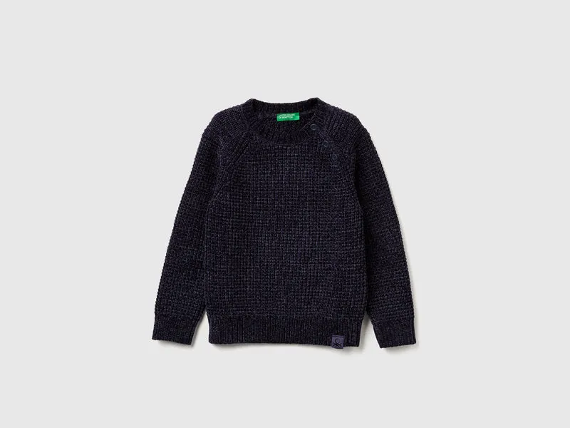 Chenille-Pullover mit Rundhalsausschnitt