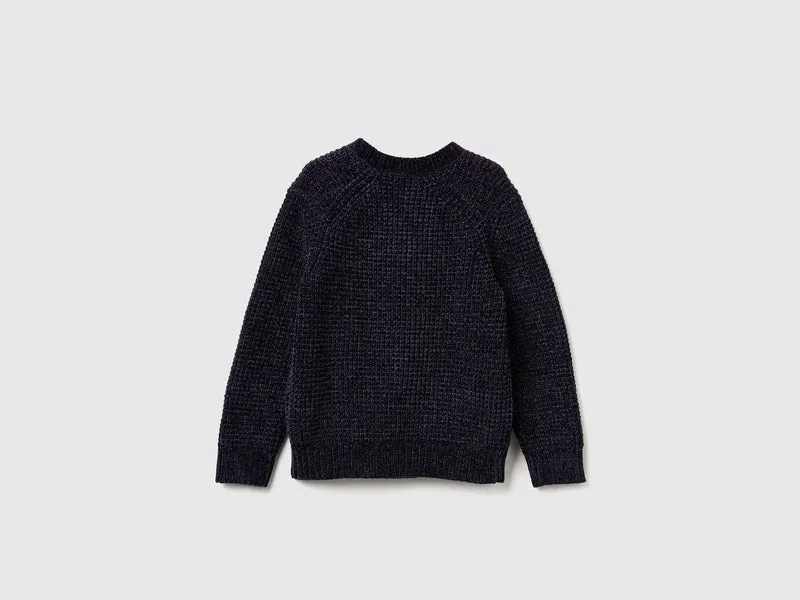 Chenille-Pullover mit Rundhalsausschnitt