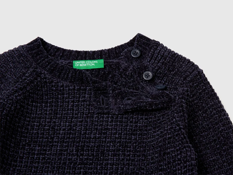 Chenille-Pullover mit Rundhalsausschnitt