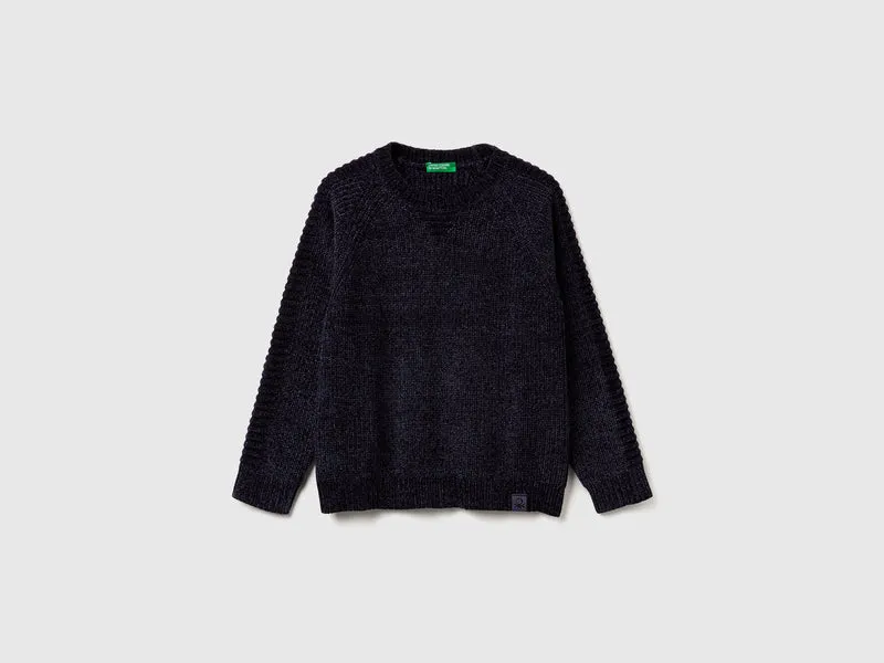 Chenille-Pullover mit Rundhalsausschnitt