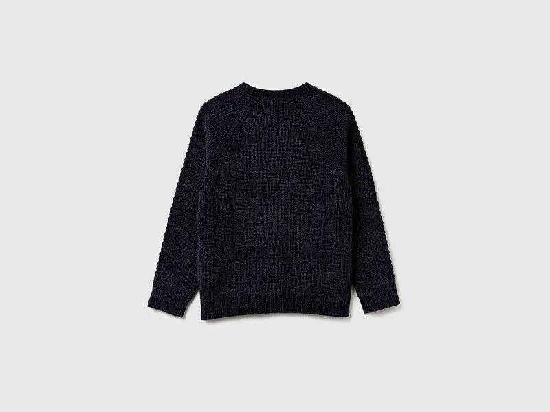 Chenille-Pullover mit Rundhalsausschnitt