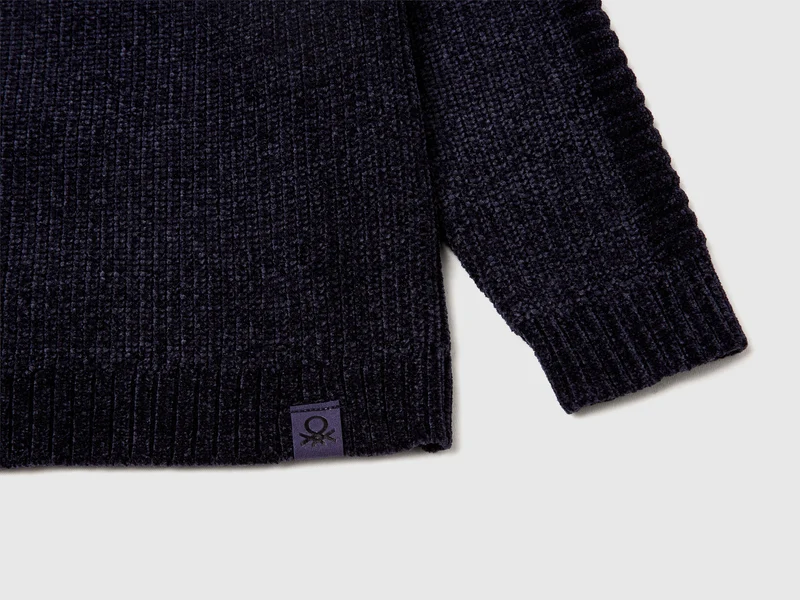 Chenille-Pullover mit Rundhalsausschnitt