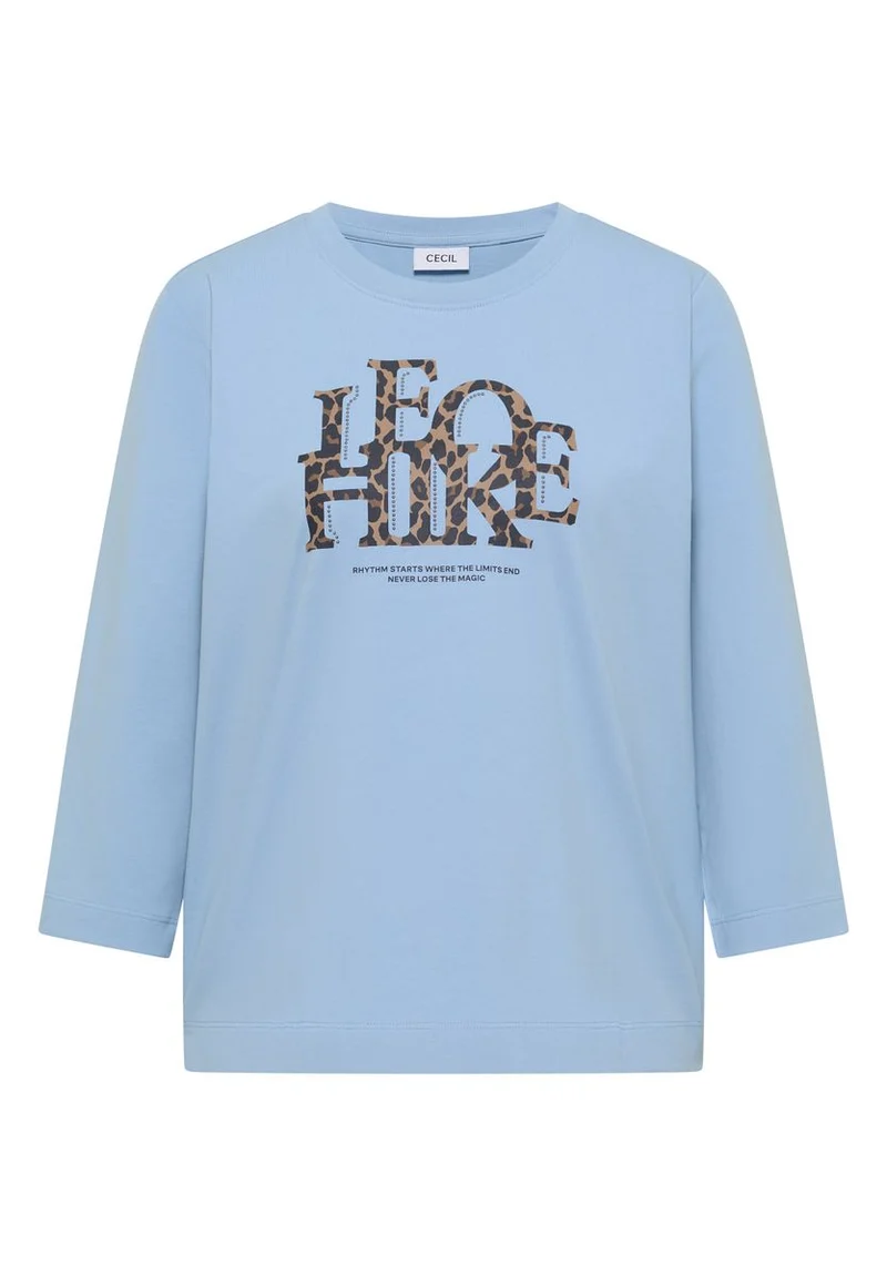 3/4-Arm Shirt mit Wording im Leo-Look
