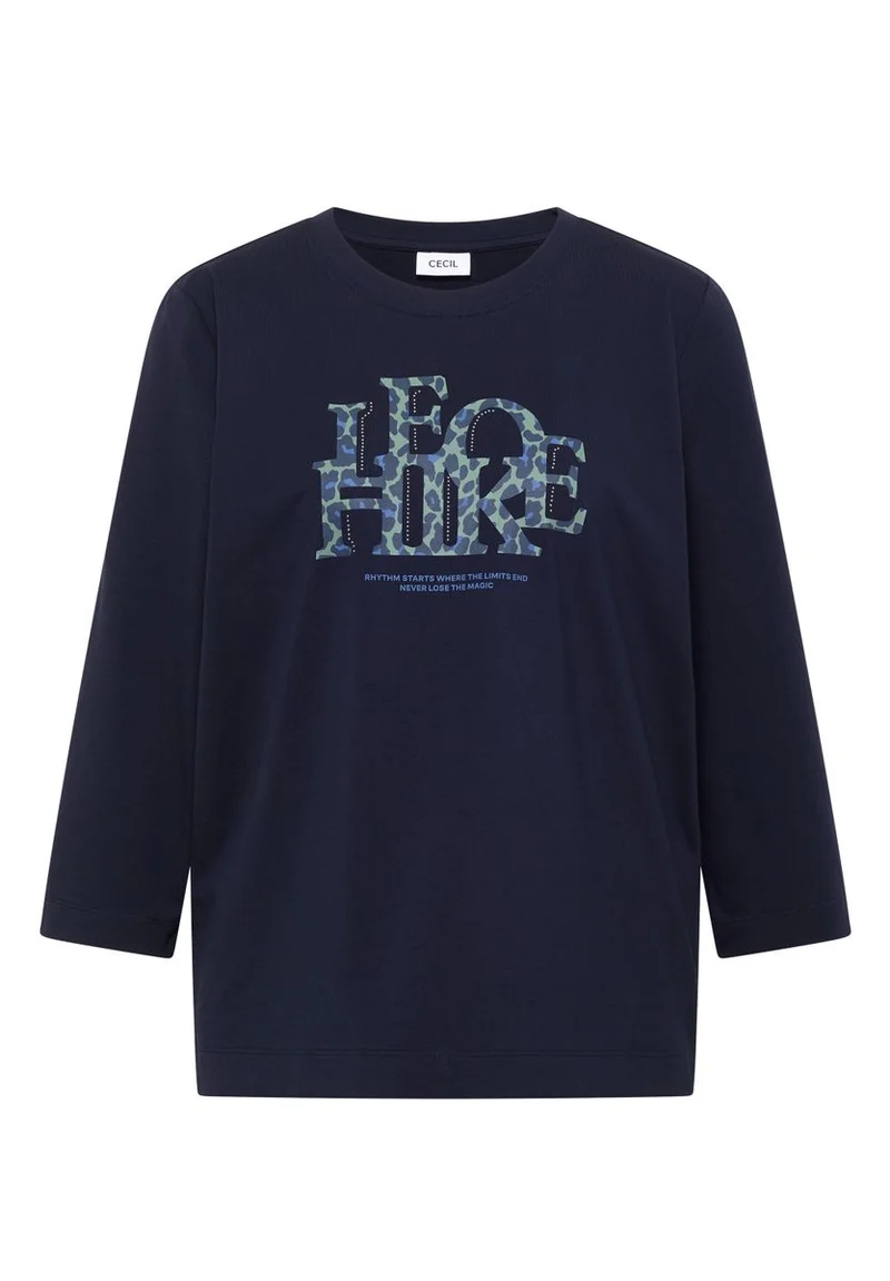 3/4-Arm Shirt mit Wording im Leo-Look