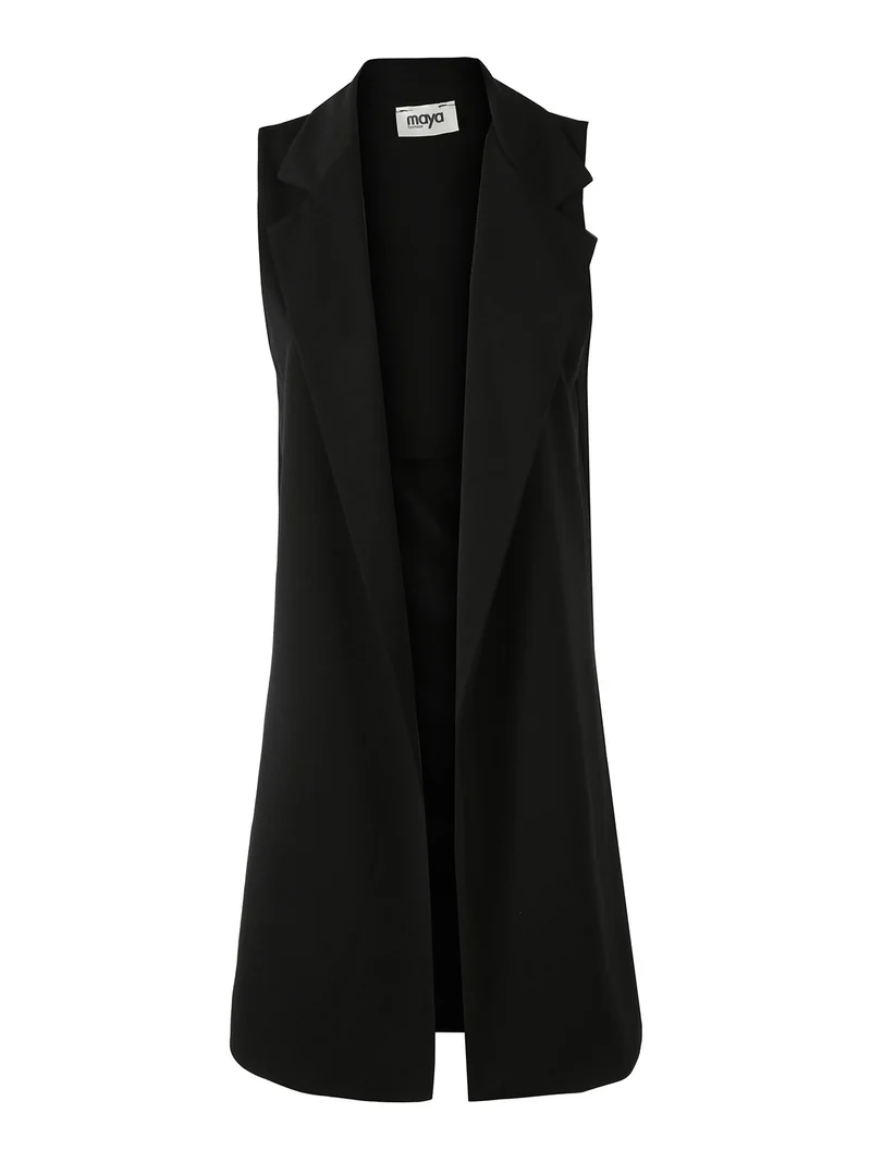 Gilet lungo da donna con spacchi profondi - nero