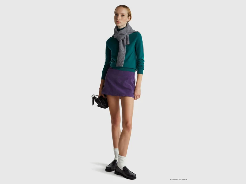 Grüner Rollkragenpullover aus reiner Merinowolle