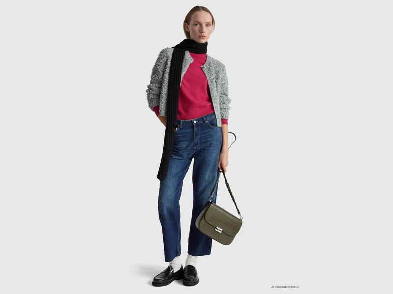 Fuchsiafarbener Rollkragenpullover aus reiner Merinowolle