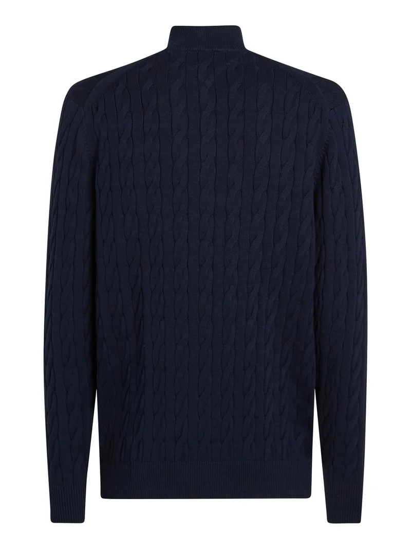 CLASSIC COTTON CABLE ZIP MOCK