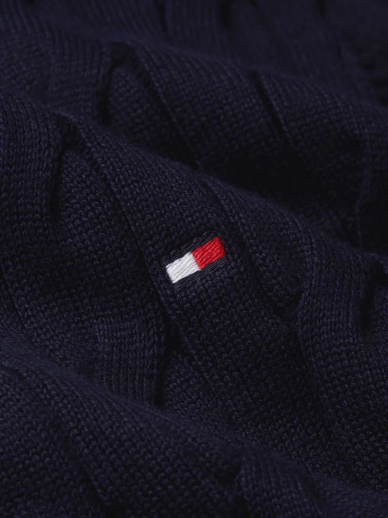 CLASSIC COTTON CABLE ZIP MOCK