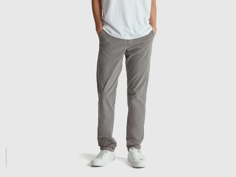 Slim-Fit-Hose aus Stretch-Samt