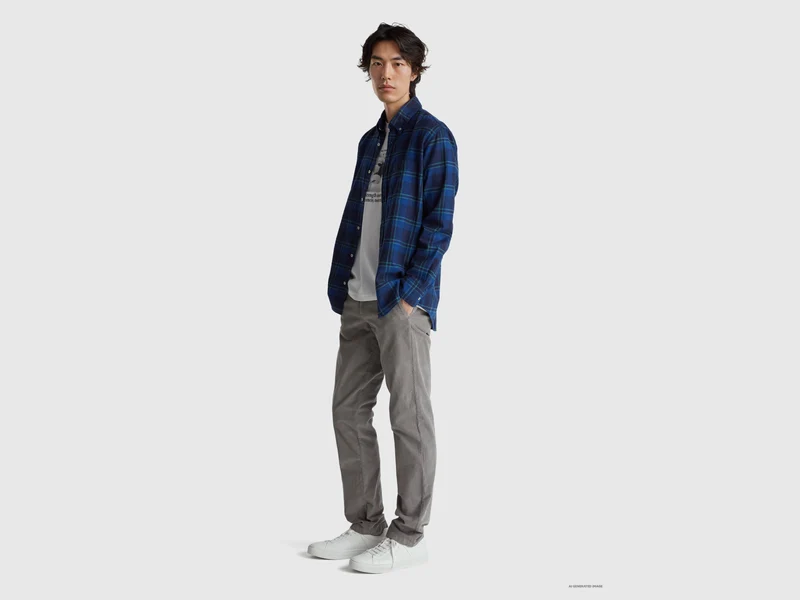Slim-Fit-Hose aus Stretch-Samt