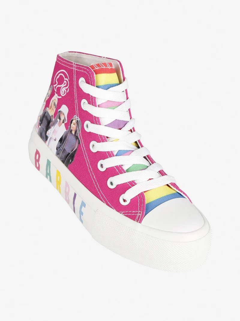 Sneakers alte da bambina in tela - fucsia