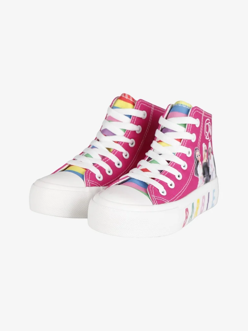 Sneakers alte da bambina in tela - fucsia