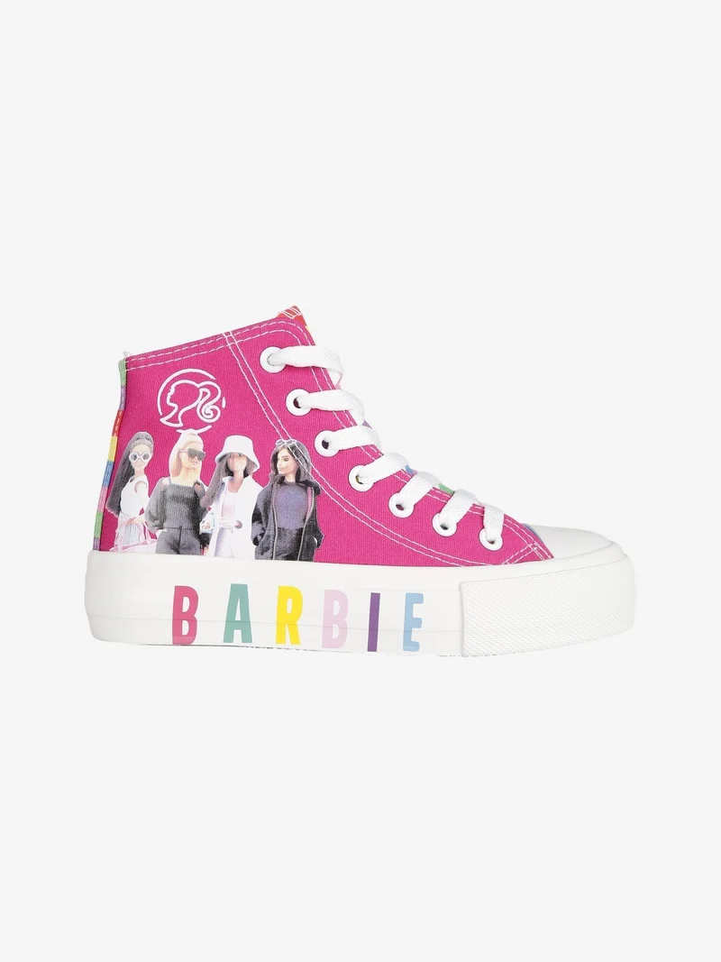 Sneakers alte da bambina in tela - fucsia