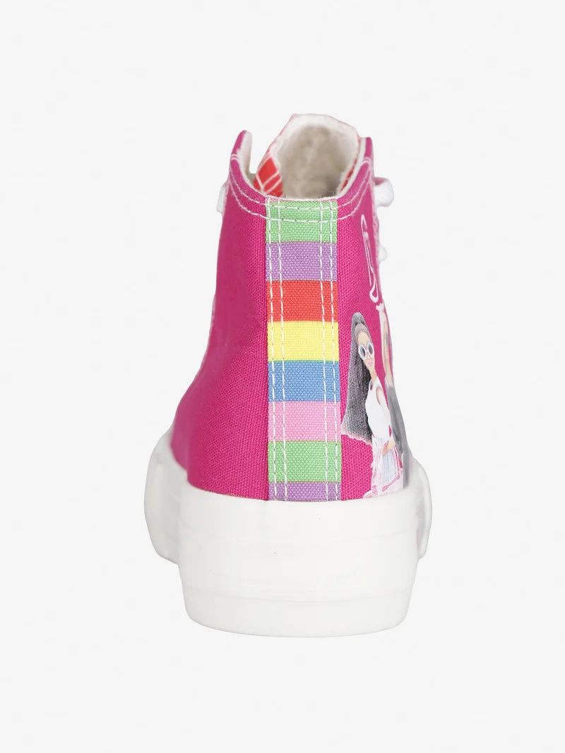 Sneakers alte da bambina in tela - fucsia