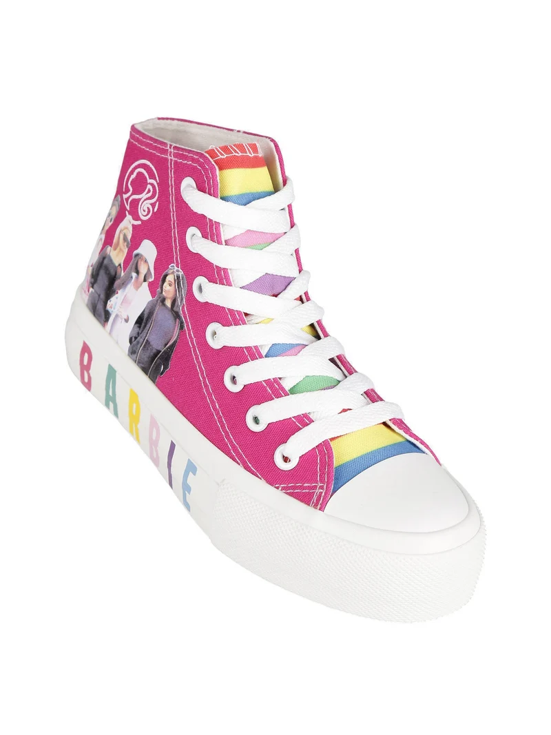 Sneakers alte da bambina in tela - fucsia