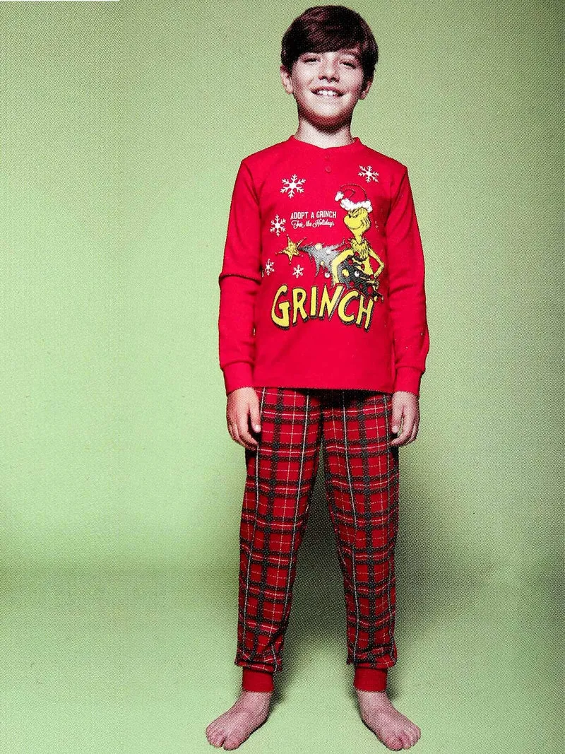 Grinch pigiama natalizio da bambino in cotone interlock - rosso