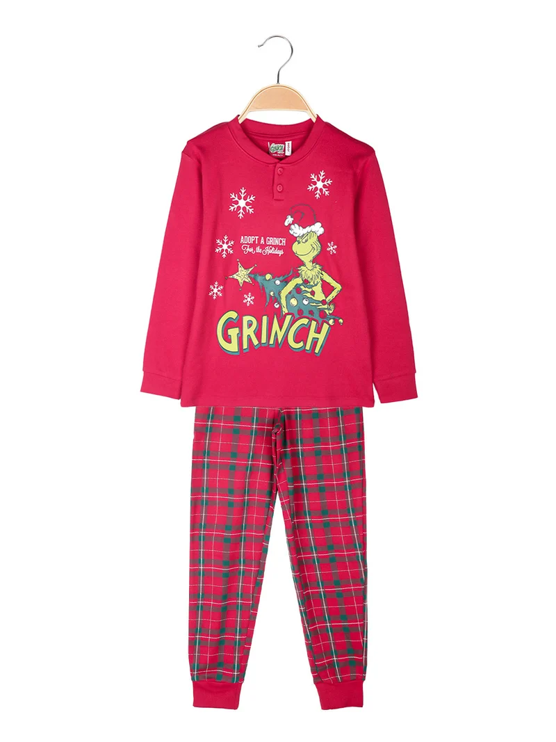 Grinch pigiama natalizio da bambino in cotone interlock - rosso