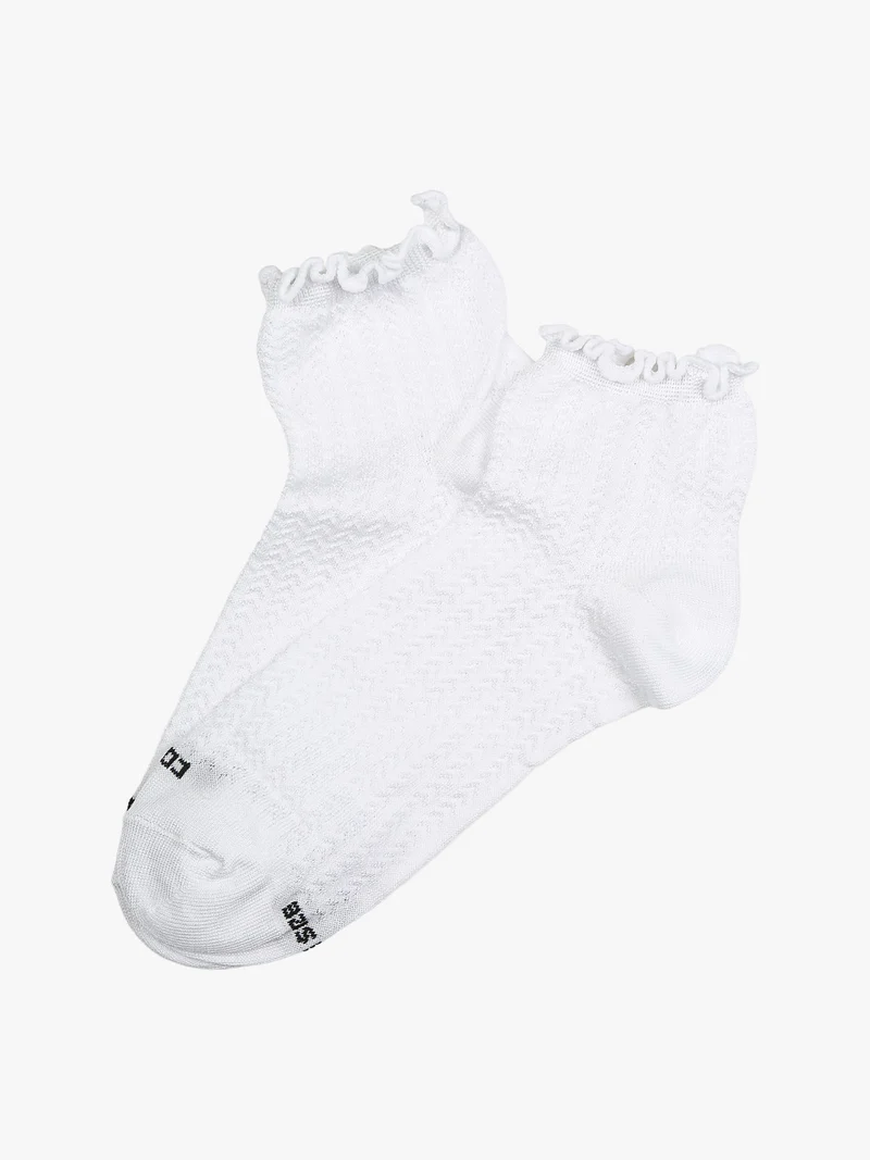 Calze corte da donna con bordo a volant - bianco