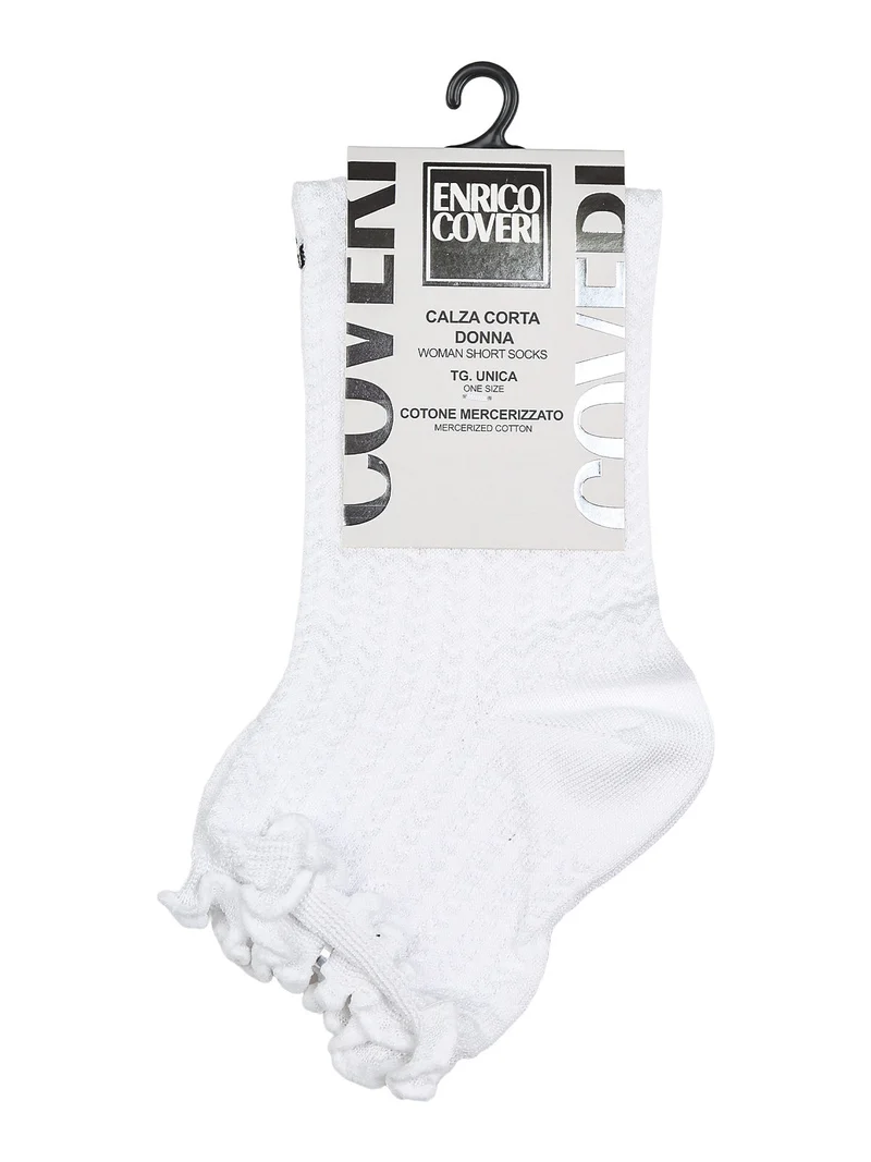 Calze corte da donna con bordo a volant - bianco