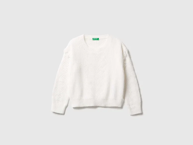 Chenille-Pullover mit Fransen