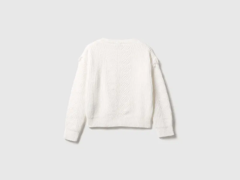 Chenille-Pullover mit Fransen