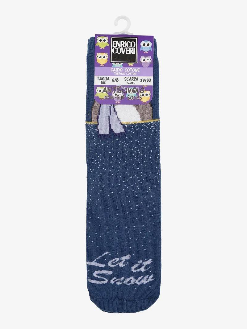 Calze antiscivolo da bambina in caldo cotone - blu