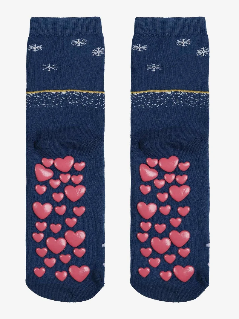 Calze antiscivolo da bambina in caldo cotone - blu