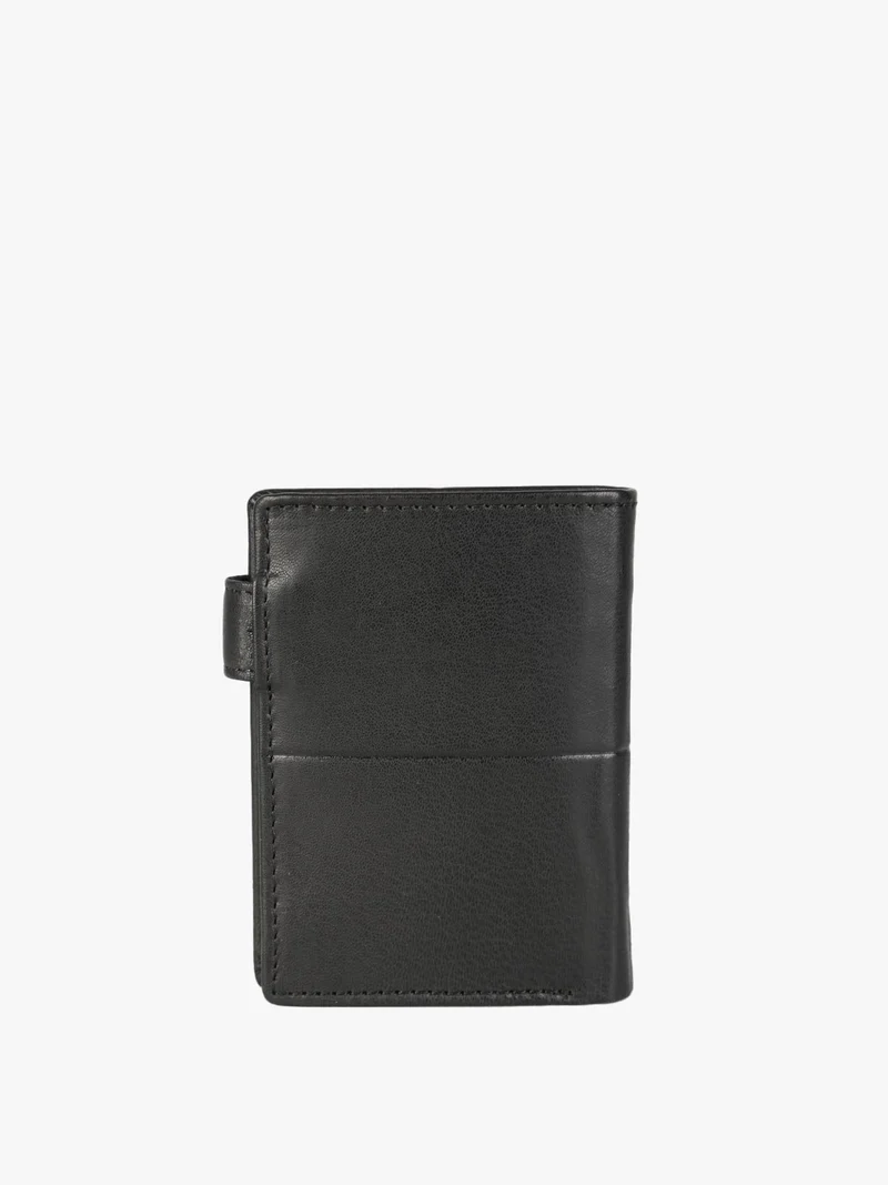 Mini portafoglio in pelle da uomo verticale con bottone - nero