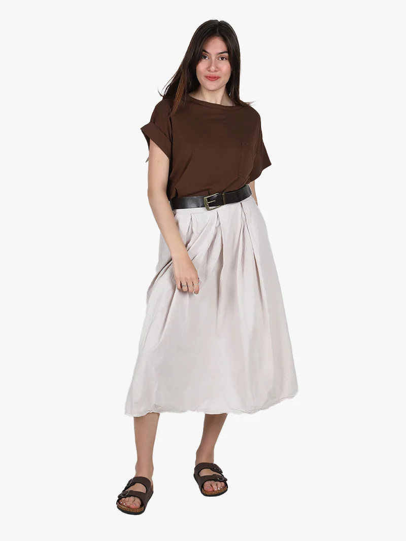 T-shirt donna oversize con taschino - moro