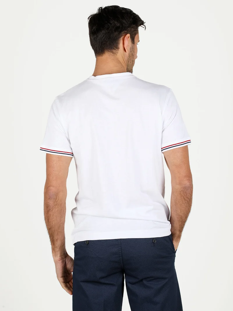 T-shirt da uomo in cotone con taschino - bianco