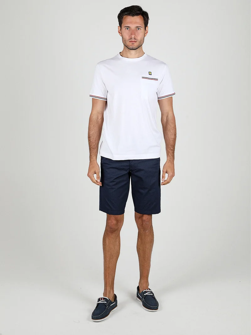 T-shirt da uomo in cotone con taschino - bianco