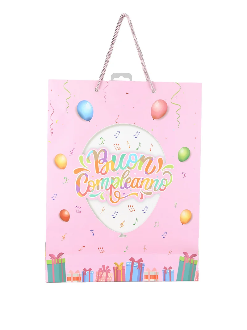 Sacchetto regalo compleanno con coriandoli colorati - rosa