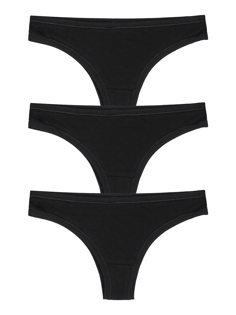 Confezione da 3 brasiliani da donna in cotone bielastico - nero