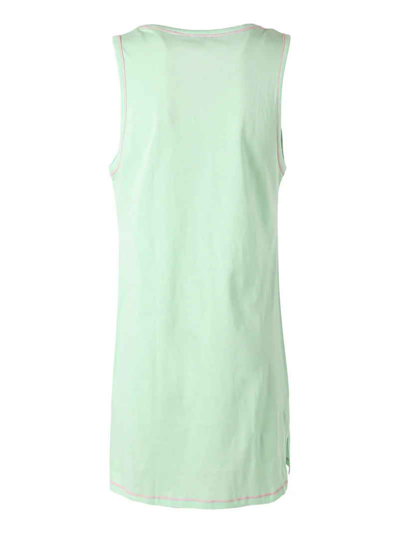 Maxi maglia in cotone da donna spalla larga con stampa farfalle - verde chiaro