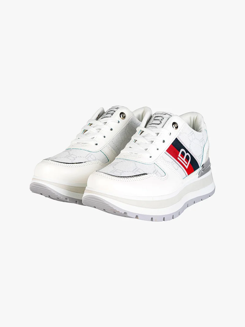 Sneakers donna stringate con platform - bianco