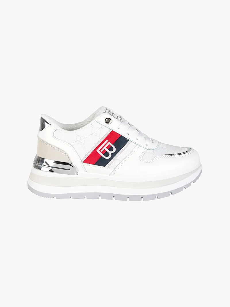 Sneakers donna stringate con platform - bianco