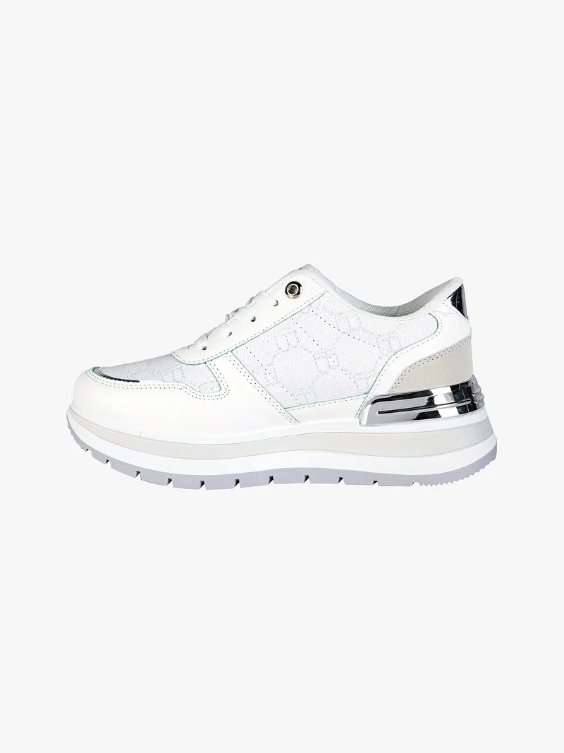 Sneakers donna stringate con platform - bianco