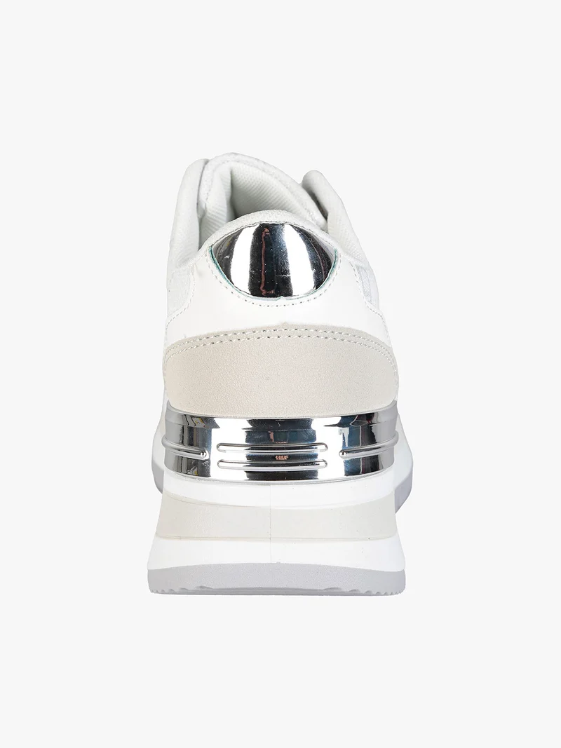 Sneakers donna stringate con platform - bianco