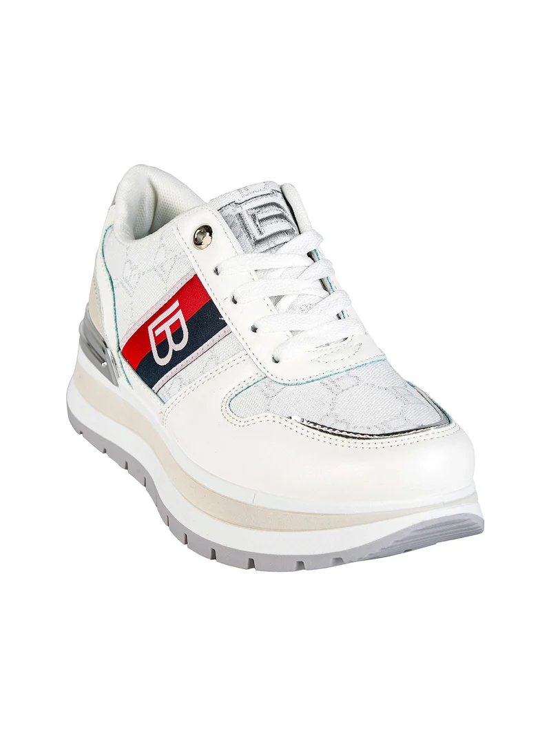 Sneakers donna stringate con platform - bianco