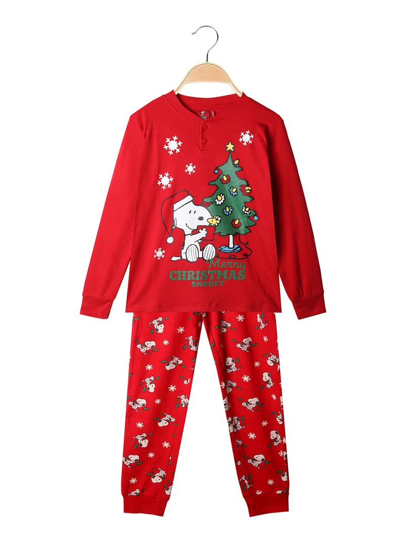 Snoopy pigiama natalizio da bambina in cotone - rosso