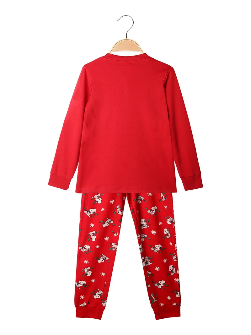 Snoopy pigiama natalizio da bambina in cotone - rosso