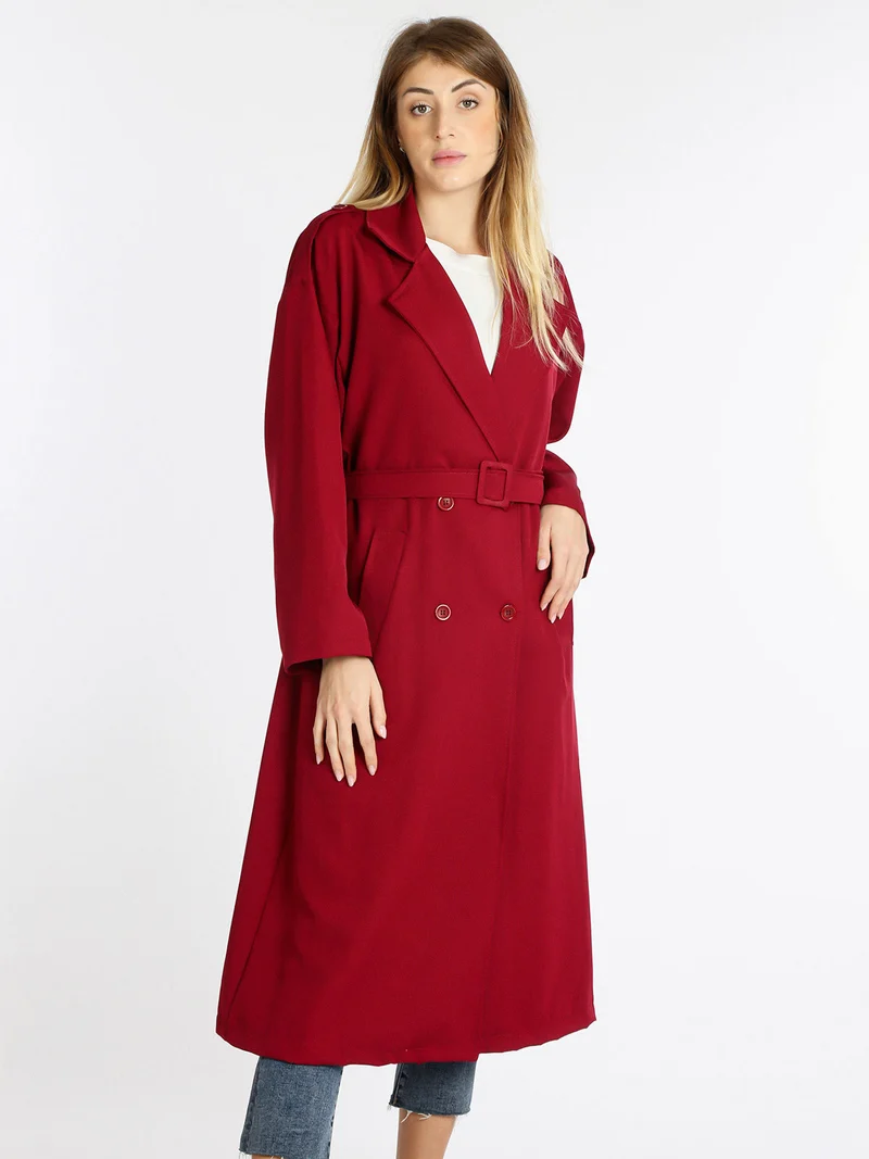 Cappotto lungo da donna leggero - bordeaux