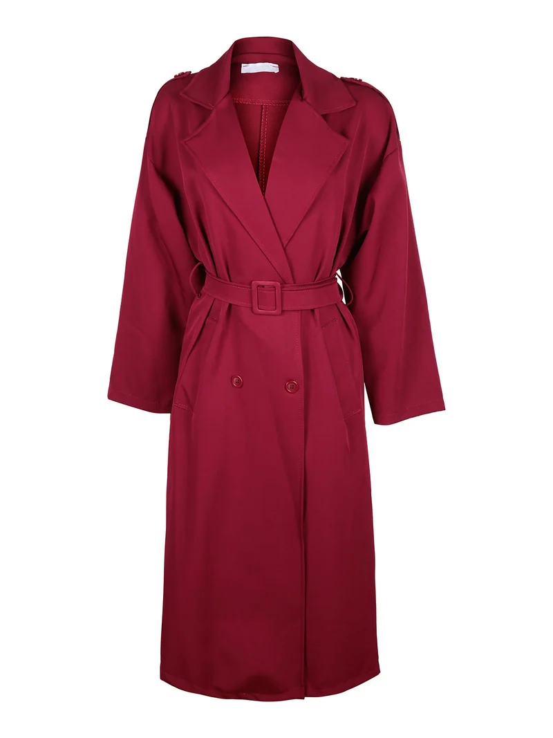 Cappotto lungo da donna leggero - bordeaux